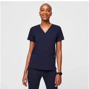 Figs Casma Scrub Top in Navy Blue